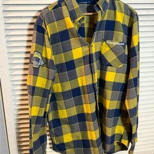 Husqvarna Men's Casual Yellow and Blue Checkered Shirt